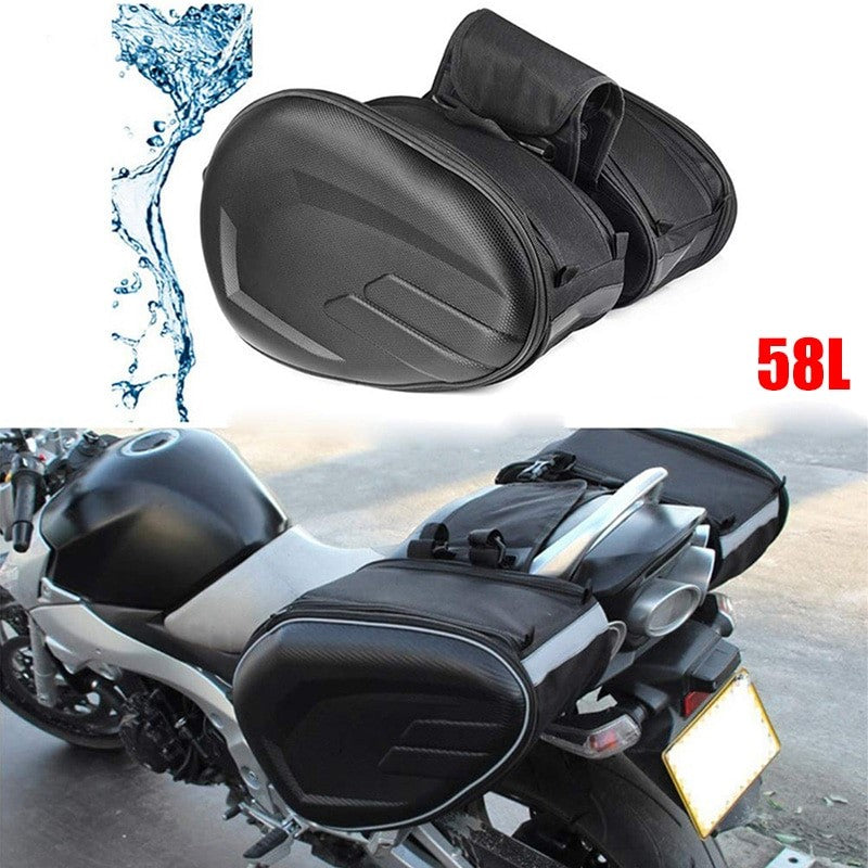 Motorcycle Waterproof Travel Pannier Bags Suitcase Saddlebags + One Pair of Rain Covers