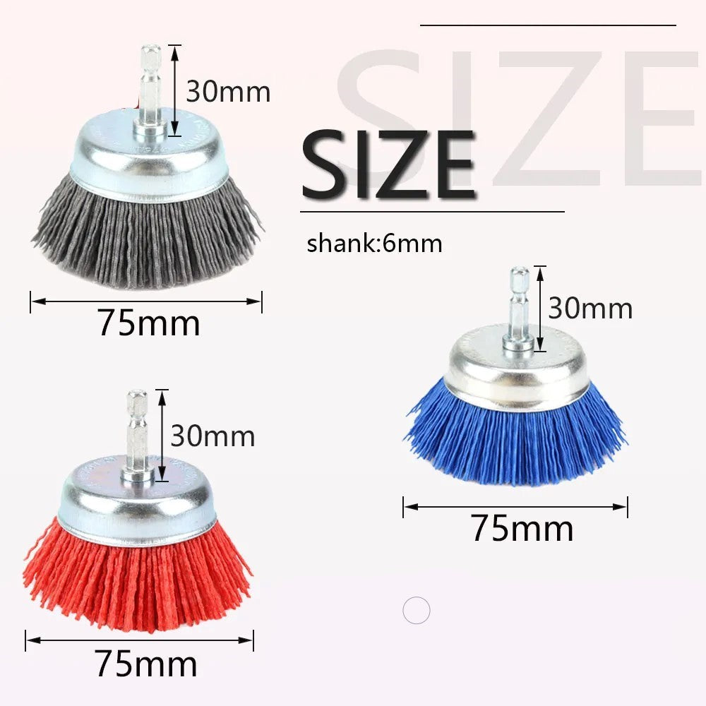 3 "Nylon Filament Cup Brush Kit For Surface Prep and Deburring