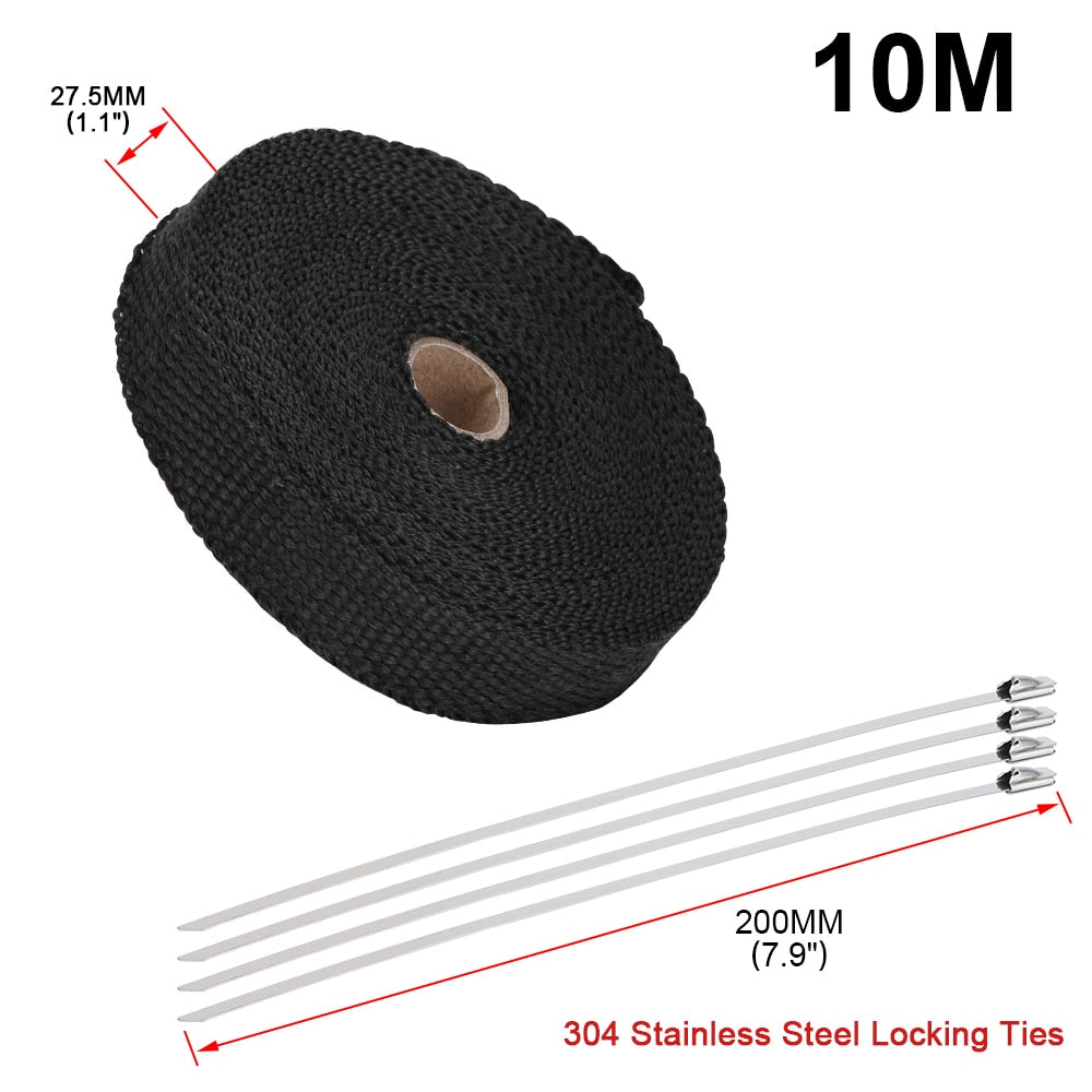 Motorcycle Exhaust Thermal Exhaust Tape Header Heat Wrap For Motorcycle 1.1" (2.5cm) or Car 2" (5cm)