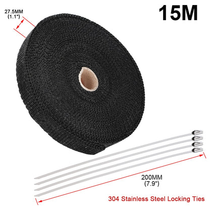 Motorcycle Exhaust Thermal Exhaust Tape Header Heat Wrap For Motorcycle 1.1" (2.5cm) or Car 2" (5cm)