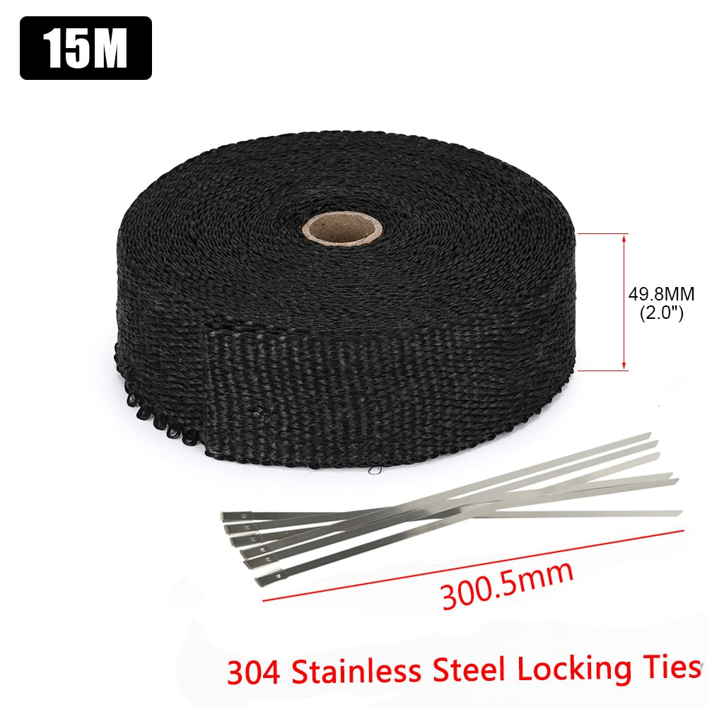 Motorcycle Exhaust Thermal Exhaust Tape Header Heat Wrap For Motorcycle 1.1" (2.5cm) or Car 2" (5cm)