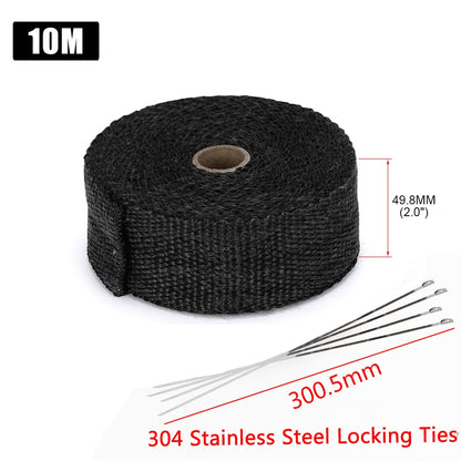 Motorcycle Exhaust Thermal Exhaust Tape Header Heat Wrap For Motorcycle 1.1" (2.5cm) or Car 2" (5cm)