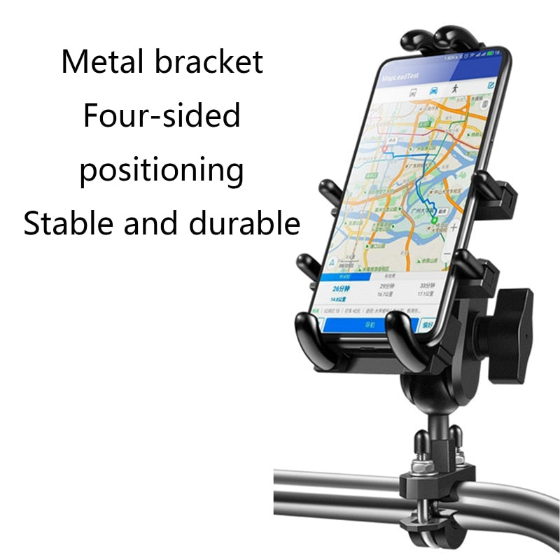 Heavy Duty Aluminum Motorcycle Mobile Phone Holder Mount to Handlebar, Switch Housing or Side Mirror Stand