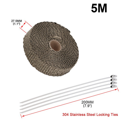 Motorcycle Exhaust Thermal Exhaust Tape Header Heat Wrap For Motorcycle 1.1" (2.5cm) or Car 2" (5cm)