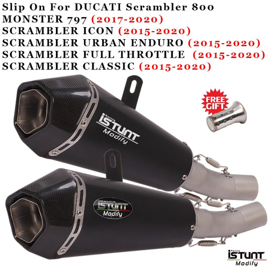 Slip On Exhaust For DUCATI Scrambler 800 2015 - 2020 Monster 797 2017 - 2020  Modified Middle Link Pipe & Muffler