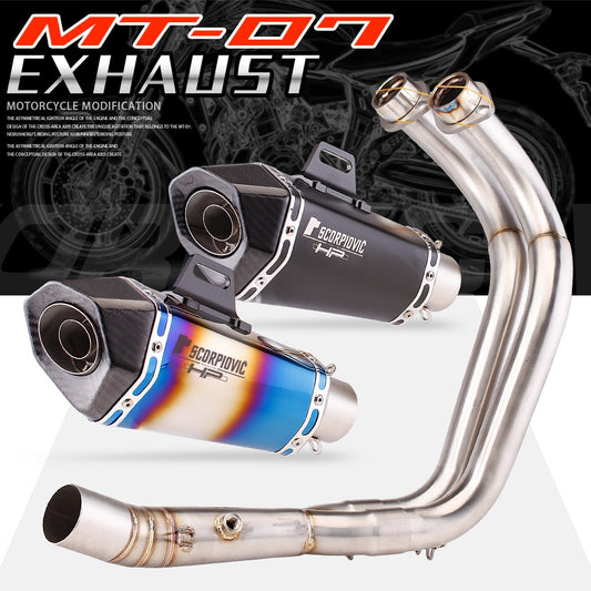 Complete Motorcycle Exhaust System For Yamaha MT07 & FZ07,  MT-07 2014-2019, with muffler XSR 700, 2018, 2016, 2017, 2018