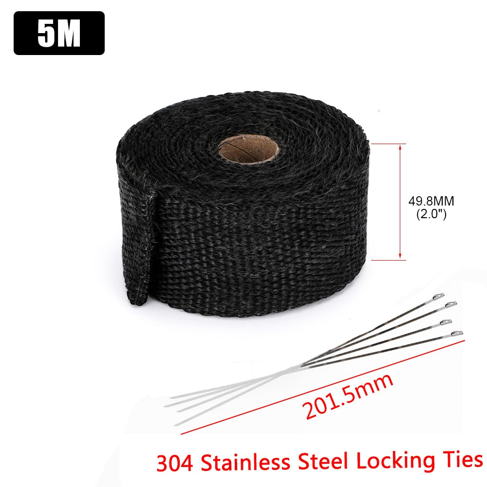 Motorcycle Exhaust Thermal Exhaust Tape Header Heat Wrap For Motorcycle 1.1" (2.5cm) or Car 2" (5cm)