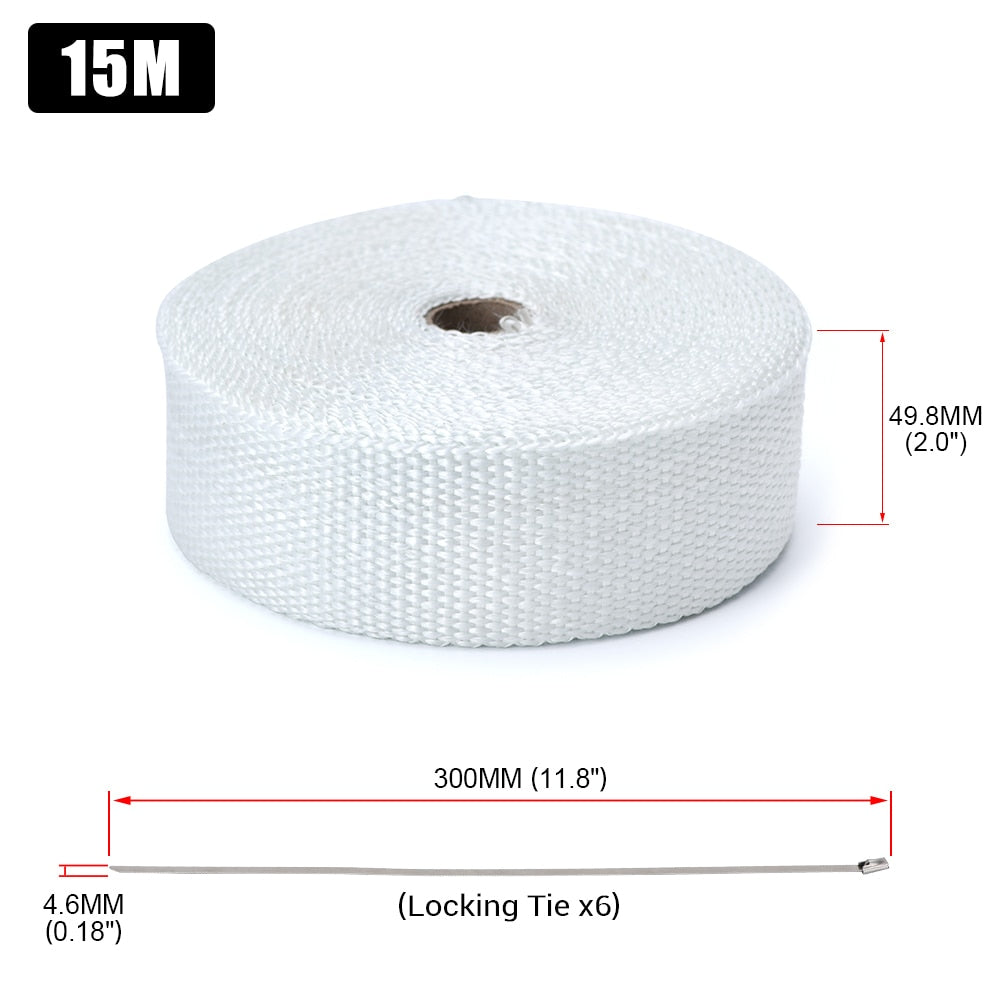 Motorcycle Exhaust Thermal Exhaust Tape Header Heat Wrap For Motorcycle 1.1" (2.5cm) or Car 2" (5cm)