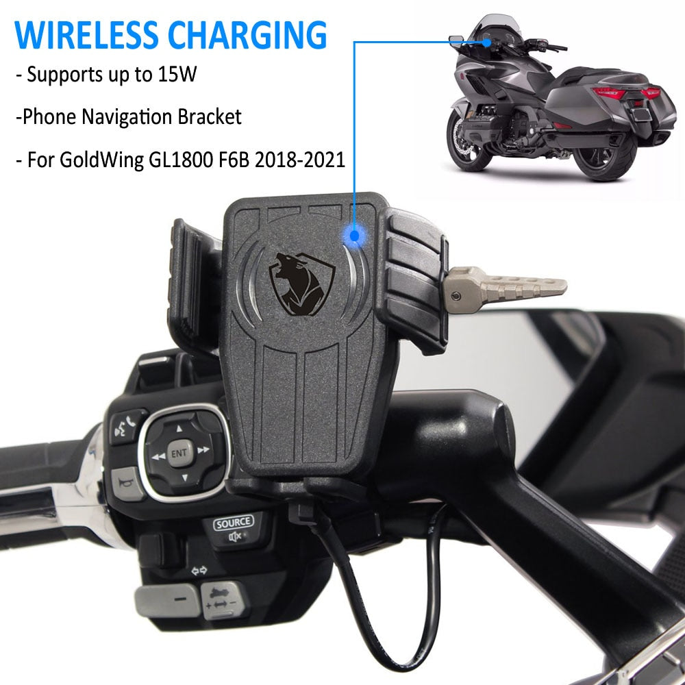 Motorcycle Wireless Charging GPS Phone Holder Navigation Bracket For HONDA GoldWing GL 1800 F6B GL1800 DCT 2018 - 2021