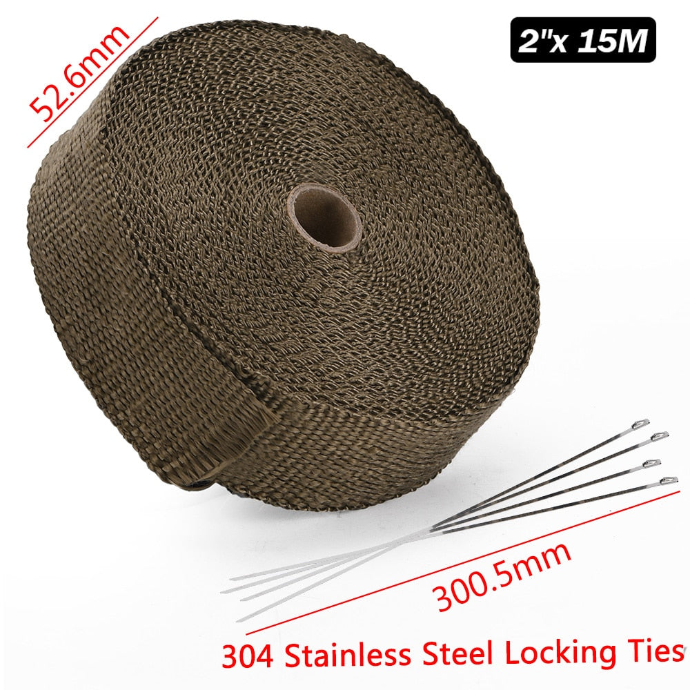 Motorcycle Exhaust Thermal Exhaust Tape Header Heat Wrap For Motorcycle 1.1" (2.5cm) or Car 2" (5cm)