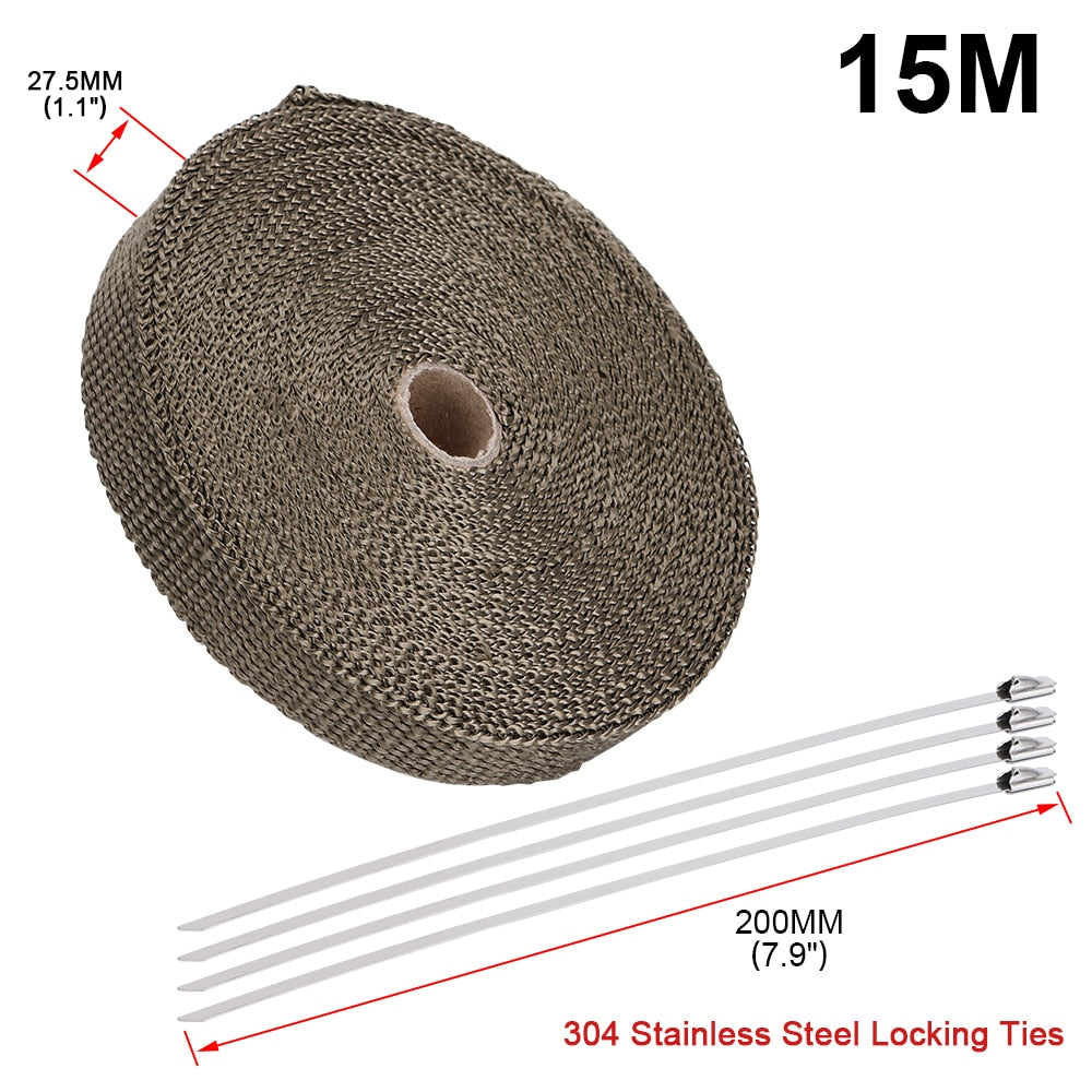 Motorcycle Exhaust Thermal Exhaust Tape Header Heat Wrap For Motorcycle 1.1" (2.5cm) or Car 2" (5cm)