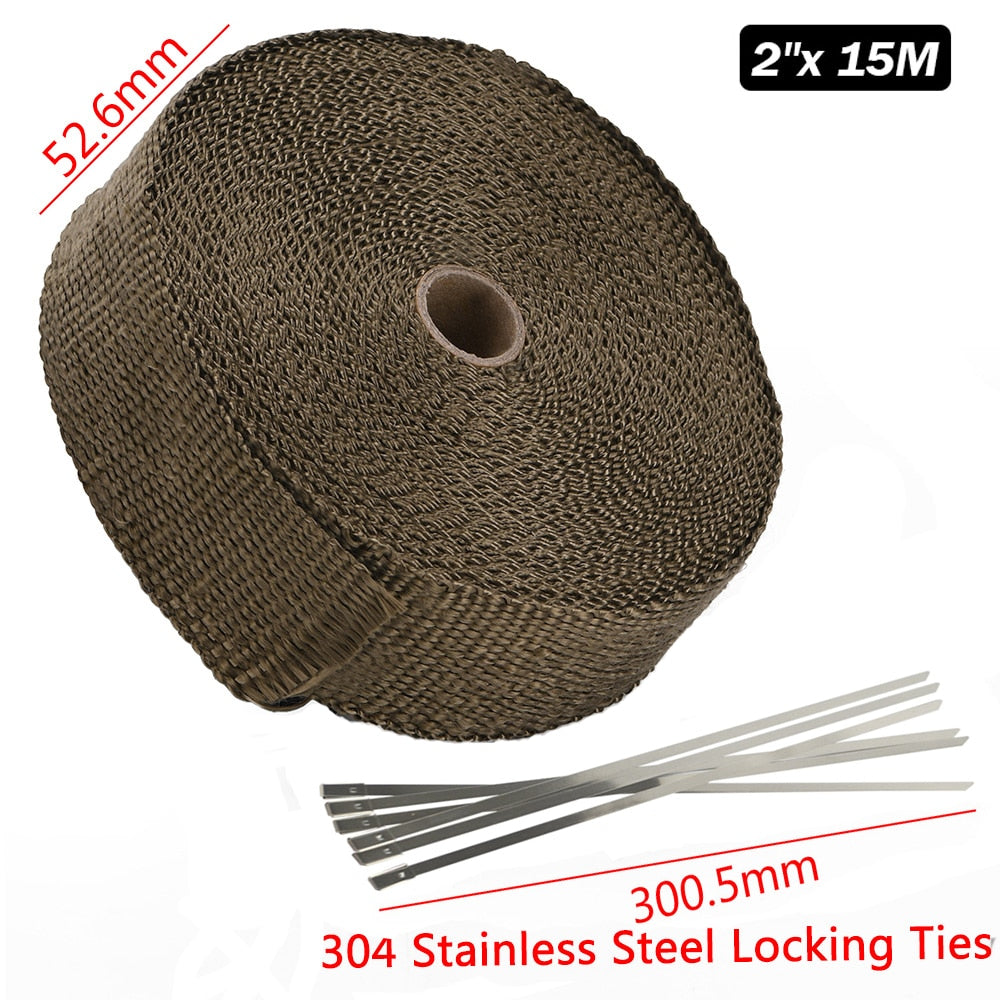 Motorcycle Exhaust Thermal Exhaust Tape Header Heat Wrap For Motorcycle 1.1" (2.5cm) or Car 2" (5cm)