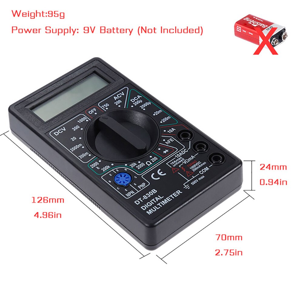 Motorcycle LCD Digital Multimeter Ammeter Voltmeter AC/DC