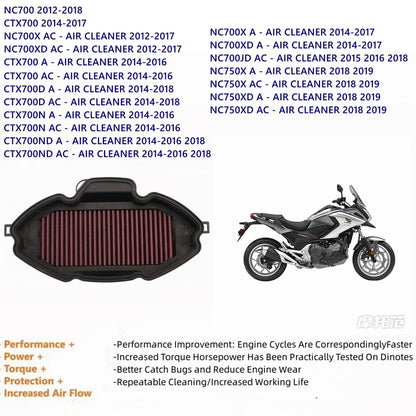 Hi-Flow Air Filter For HONDA NC700 NC700X NC700S NC700XD NC700JD  NC750X NC750S NC750XD CTX700