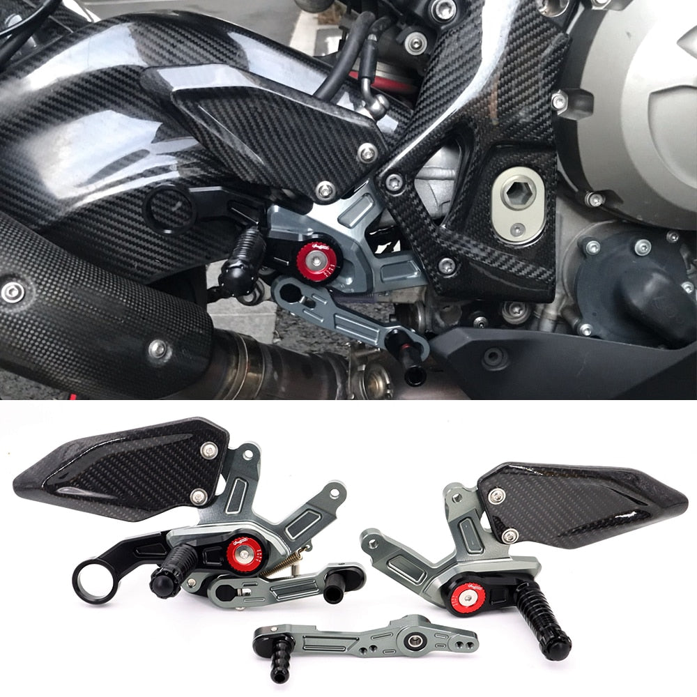 Custom Rear Sets BMW S1000R S1000RR Footrest Carbon Fiber Adjustable Footpegs Rear Footpegs S1000R RR